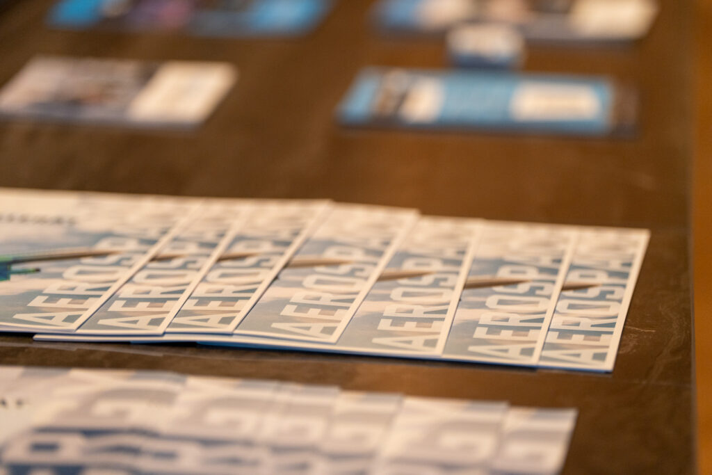 Close-up of flyers at the event.