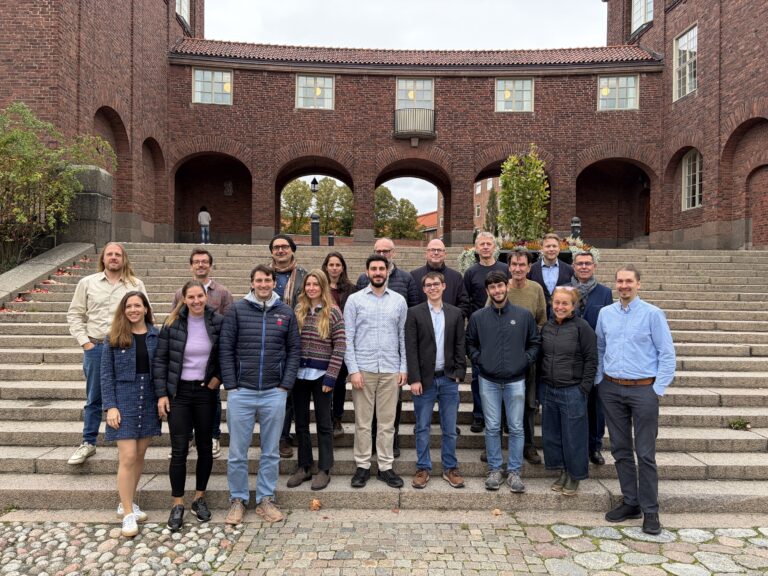 Photo of the EXCELLERAT P2 group outside of KTH, on a staircase